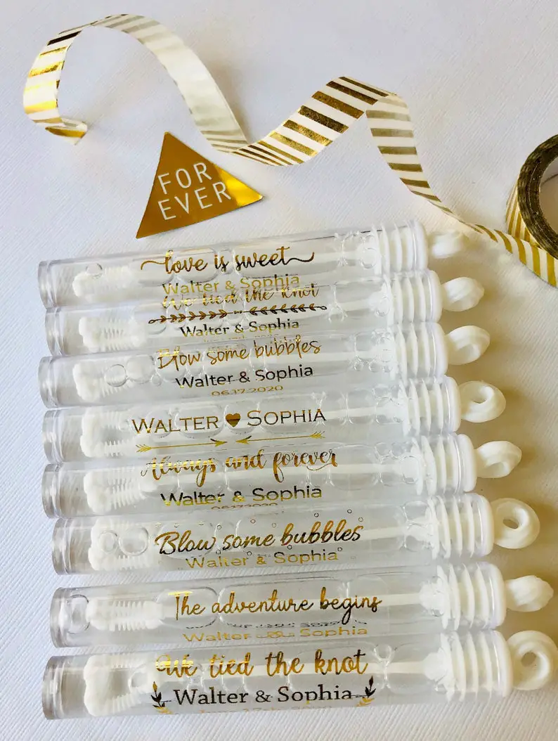 48 Personalized Wedding bubble Labels by InkYourStyle on Etsy - Things to add to the kiddies table at your wedding - The Wedding Club