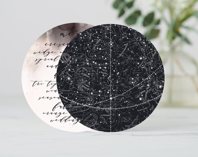 Constellation Wedding Menu by INVITALIA on Etsy - Sparkly celestial wedding theme ideas - The Wedding Club