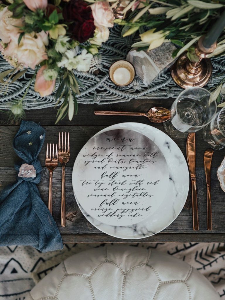 Celestial Menu Template INVITALIA on Etsy - Sparkly celestial wedding theme ideas - The Wedding Club