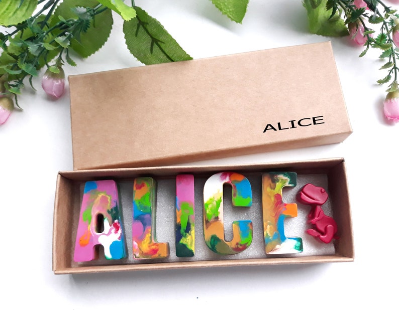 Personalized Crayons for Children Crayon Name Set, Custom Alphabet Name  Letters in a Gift Box, Birthday Gift Kids Toy, Flower Girl Gift 