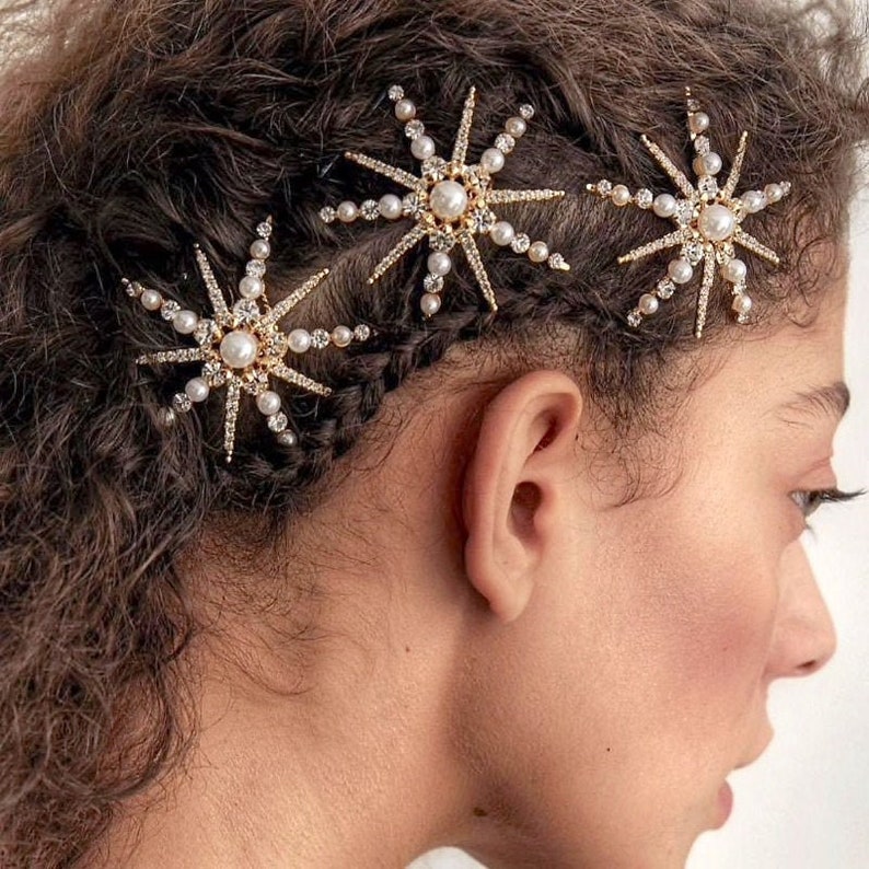 Bridal Hair Pin, Wedding Hair Combs by CircleAtelierLondon on Etsy - Sparkly celestial wedding theme ideas - The Wedding Club