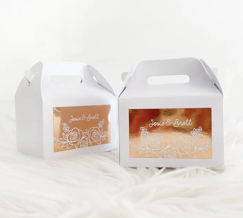 Gold Wedding Favor Boxes by ModParty on Etsy - Things to add to the kiddies table at your wedding - The Wedding Club