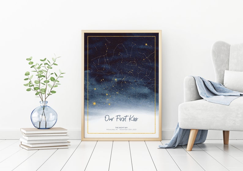 Custom Star Map by NightSkyMoment on Etsy - Sparkly celestial wedding theme ideas - The Wedding Club