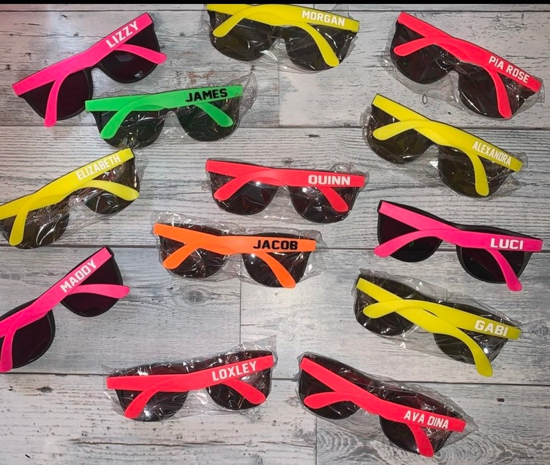 Personalized Kids Sunglasses by MiraculousMakings on Etsy - Things to add to the kiddies table at your wedding - The Wedding Club