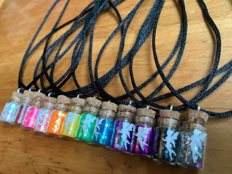 12 Fairy Dust Necklaces - Party Favors by LittleFairyLab on Etsy - Things to add to the kiddies table at your wedding - The Wedding Club
