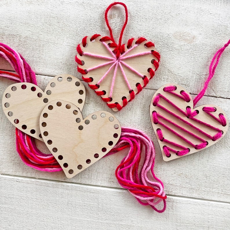 Valentine's Day String Craft for Kids - Complete Kit by WhiskerWorks on Etsy - Things to add to the kiddies table at your wedding - The Wedding Club