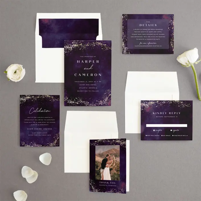 amethyst with real gold foil wedding invitation suite - oponki on Minted - The wedding club
