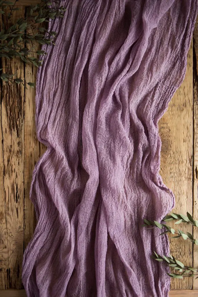Amethyst Gauze Runner for Weddings Events, Centerpieces Runner, Cheese cloth Runner, Table Hand Dyed runner, Cotton Scrim, Cheesecloth Etsy’s Pick - by LinenLark on Etsy - The Wedding Club