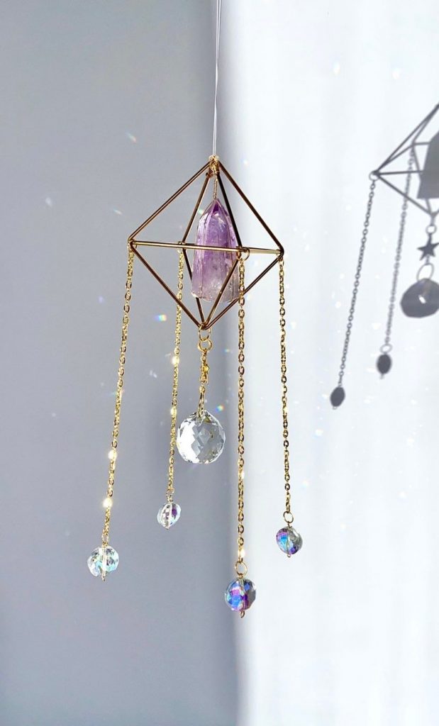 Amethyst Sun catcher | sun catcher | crystal sun catcher | rainbow sun catcher | home decor | Amethyst | Sun catcher for window by AlluringSunlight on Etsy - The Wedding Club