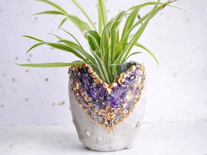 Concrete Geode Flower Pot by Formaahome on Etsy - The Wedding Club