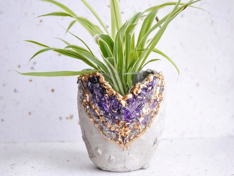 Concrete Geode Flower Pot by Formaahome on Etsy - The Wedding Club