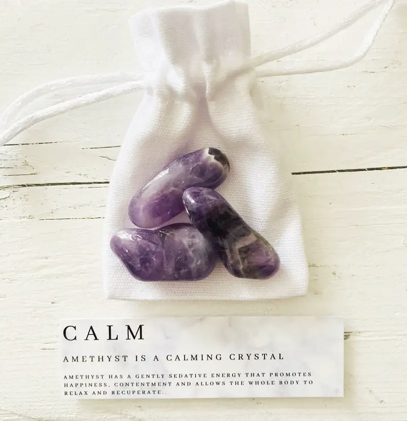 Calm Crystals - Amethyst Crystals x 3 - Crystal Wedding Party Favours - Unique Wedding Favors - Healing Crystals - Party Gift by BRIDEA on Etsy - The Wedding Club