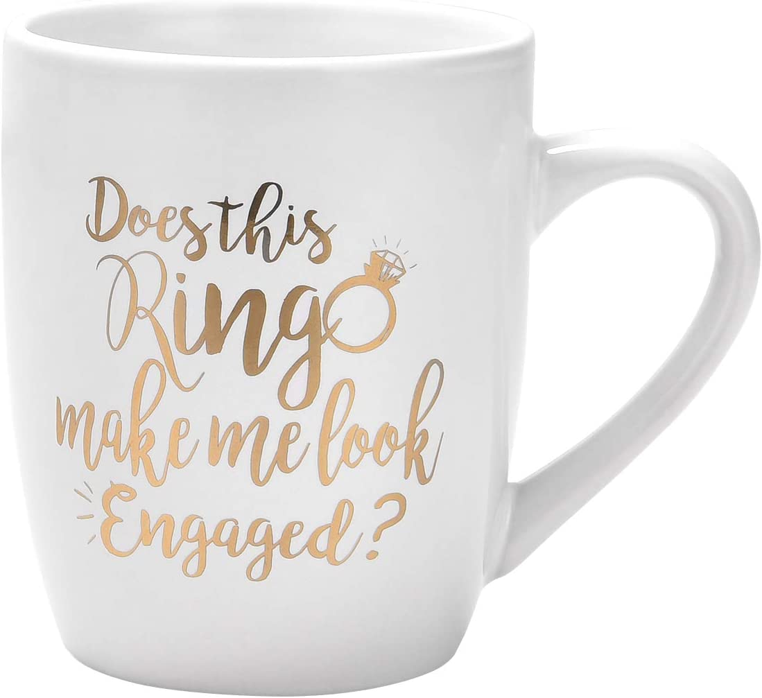 Funny Coffee Mug Does This Ring Make Me Look Engaged Coffee Mug Funny Mug Novelty Coffee Mug Gift for Women Men Engagement Anniversary Birthday Christmas by Maustic Store on Amazon