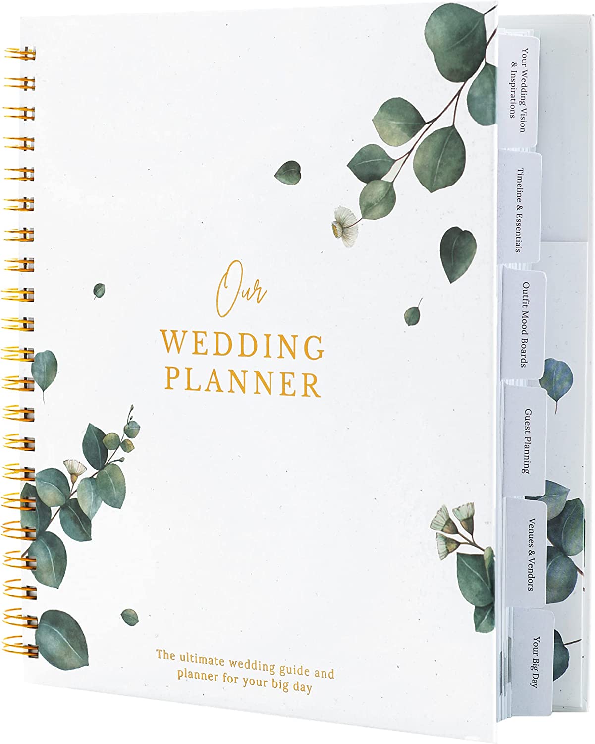 Comprehensive Wedding Planning Book - Wedding Planner Book and Organizer For The Bride - Engagement Gift for Newly Engaged Couples - Bride To Be Gifts - Wedding Notebook (Eucalyptus) by The Nook Theory on Amazon