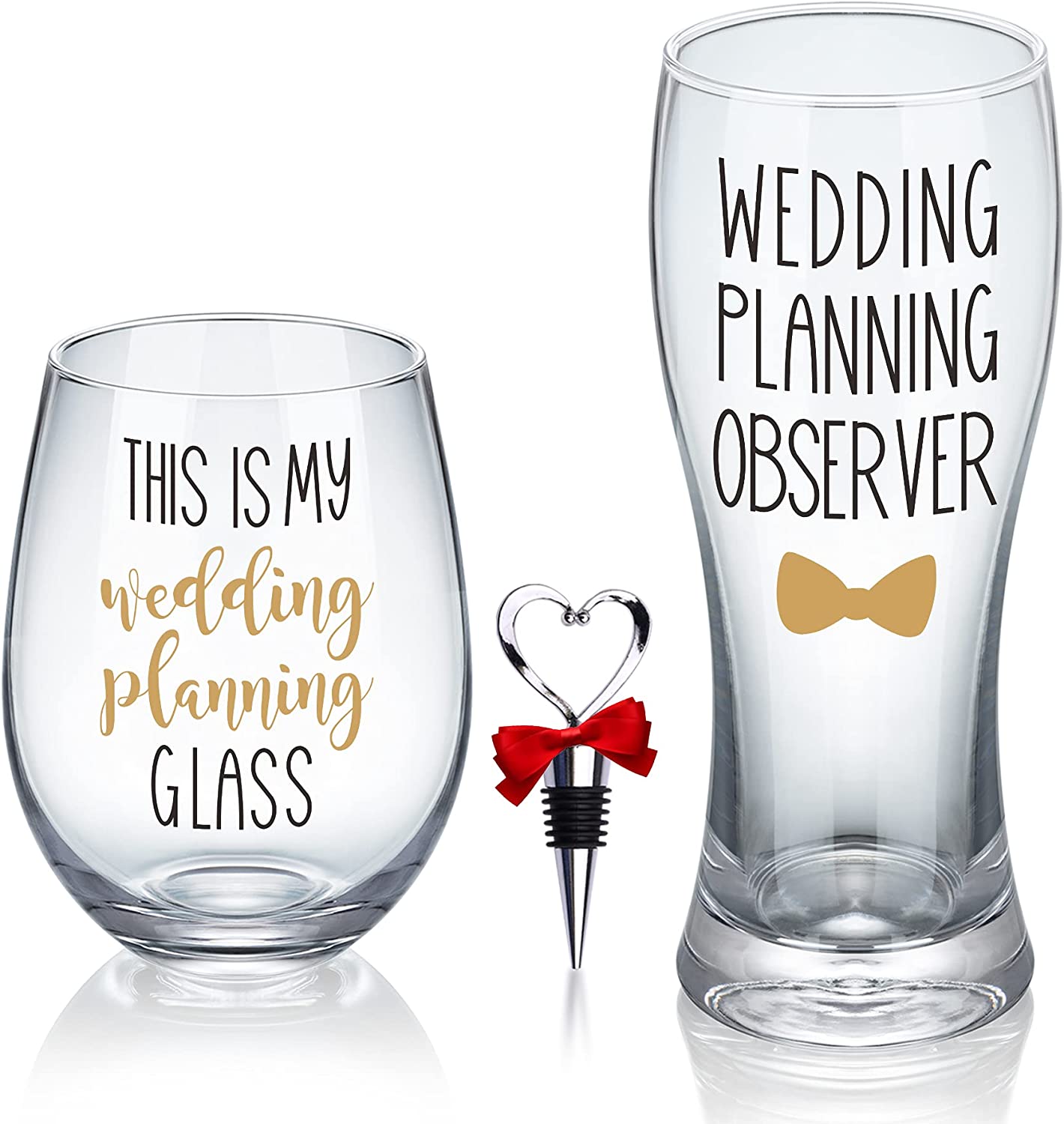 This is My Wedding Planning Glass Set, Engagement Gift for Couples, Mr & Mrs Gift, Anniversary, Wedding Gift for Newlyweds, Bride and Groom, Bridal Shower Gift Set by Gemwi on Aamazon