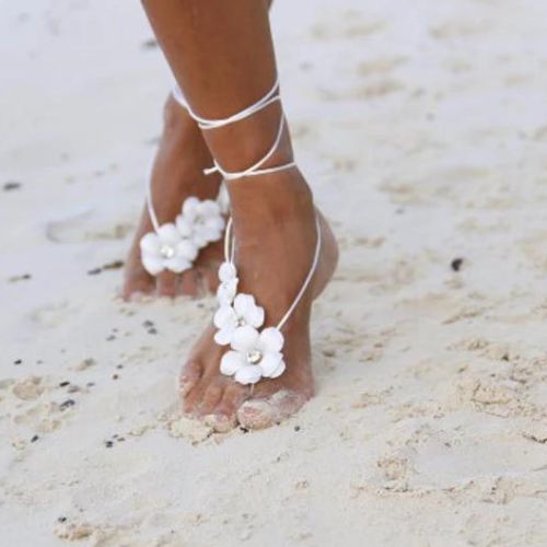 Barefoot sandal&Spring flowers beach wedding barefoot sandals by FULYAK on Etsy - Elegant Tropical Wedding - The Wedding Club
