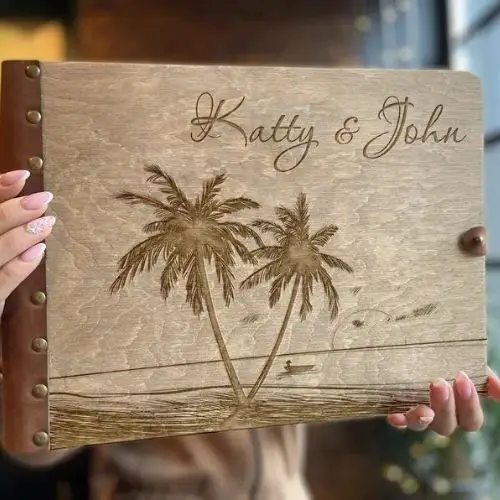 Beach Wedding Guest Book, Tropical Wedding Guest Book, Guest Book Wedding Alternative Palm Trees by GiftsJulia on Etsy - Elegant Tropical Wedding - The Wedding Club