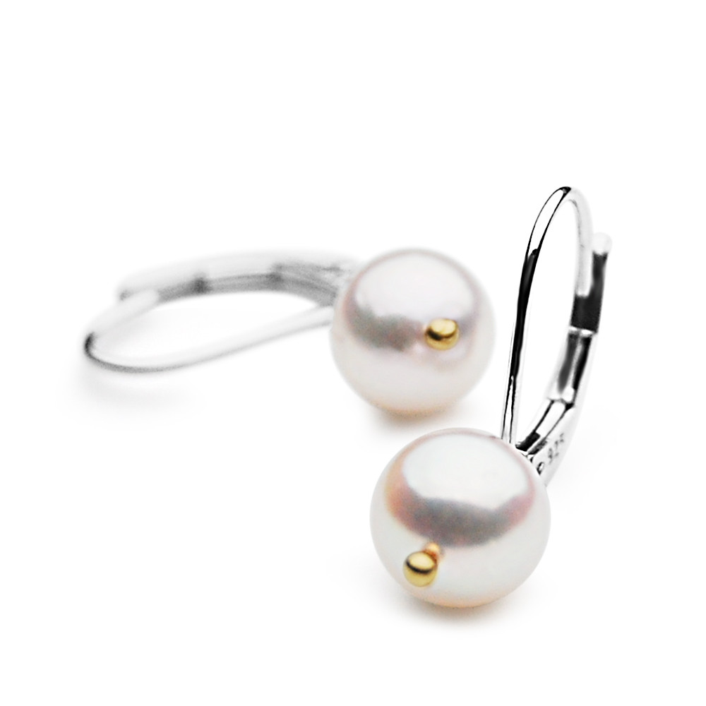 White Japanese Akoya Saltwater Pearl Earrings by Pacific Pearls International