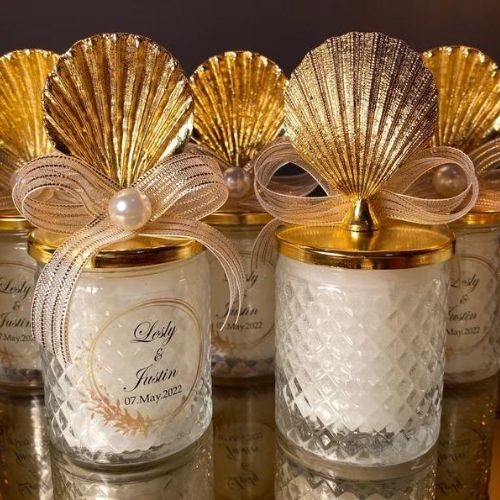 Elegant Beach Wedding Candle Favors for Guests by JJ4everFavors on Etsy - Elegant Tropical Wedding - The Wedding Club