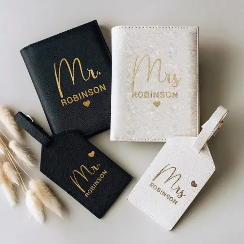 Mr & Mrs Passport Holder by CALGiftery on Etsy - Honeymoon gifts for newlyweds - The Wedding Club