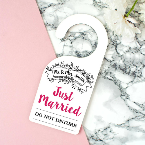 Personalised Newlyweds Door Hanger by Littlepictureco on Etsy - Honeymoon gifts for newlyweds - The Wedding Club