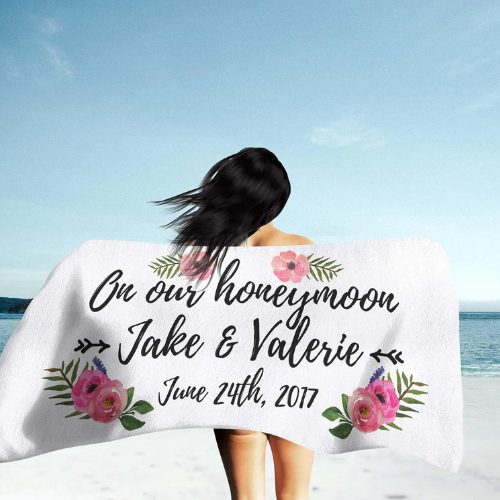 Personalized Honeymoon Towels by SparklyPrints on Etsy - Honeymoon gifts for newlyweds - The Wedding Club