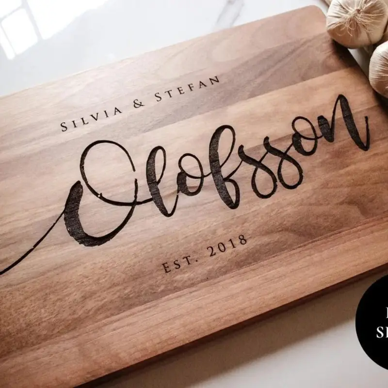 15. Custom Engraved Cutting Board by personalizedgiftbox on Etsy - 75 Best wedding gifts for couples - The Wedding Club