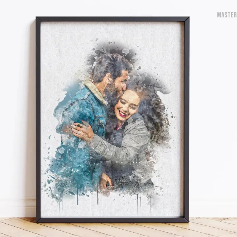 21. Personalised Watercolour Portrait by MASTERSCreative on Etsy - 75 Best wedding gifts for couples - The Wedding Club