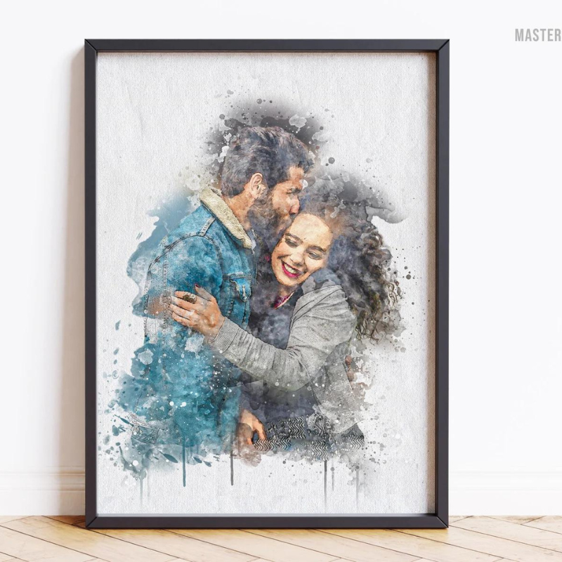 21. Personalised Watercolour Portrait by MASTERSCreative on Etsy - 75 Best wedding gifts for couples - The Wedding Club