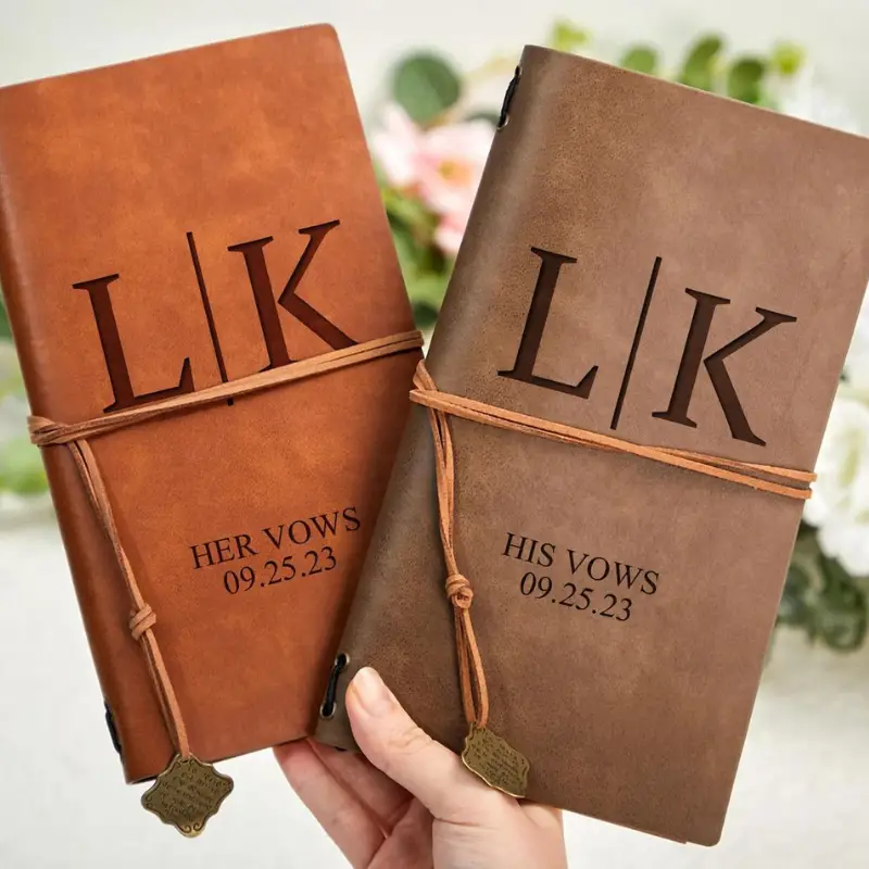 31. Set of Leather Vow Books by luckylifeclover on Etsy - 75 Best wedding gifts for couples - The Wedding Club