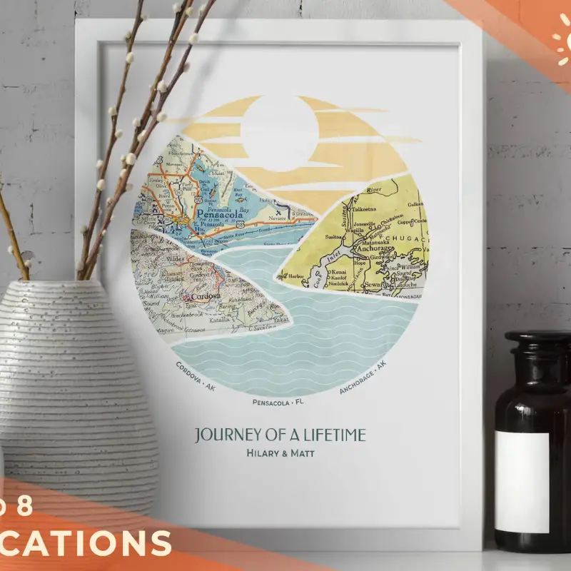 36. Personalized Journey Map™ Print by CustomFamilyGifts on Etsy - 75 Best wedding gifts for couples - The Wedding Club