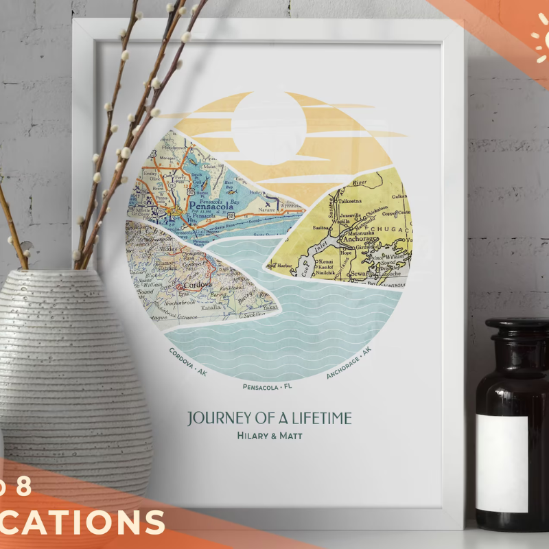 36. Personalized Journey Map™ Print by CustomFamilyGifts on Etsy - 75 Best wedding gifts for couples - The Wedding Club