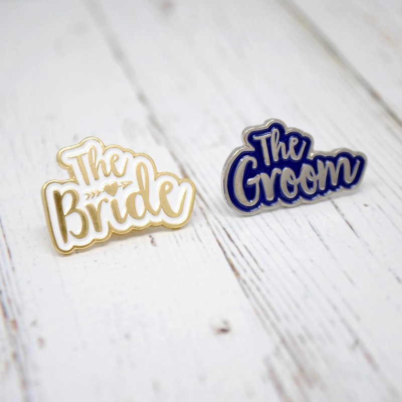 44. Bride & Groom Wedding Enamel Lapel Pins by WedfestWeddings on Etsy - 75 Best wedding gifts for couples - The Wedding Club