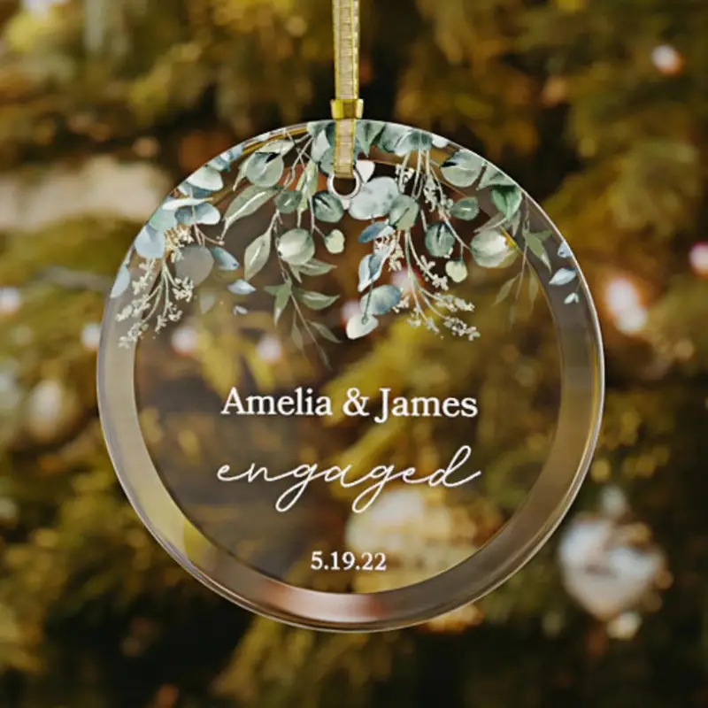 71. Personalized Engaged Ornament by ArcsofBoho on Etsy - 75 Best wedding gifts for couples - The Wedding Club