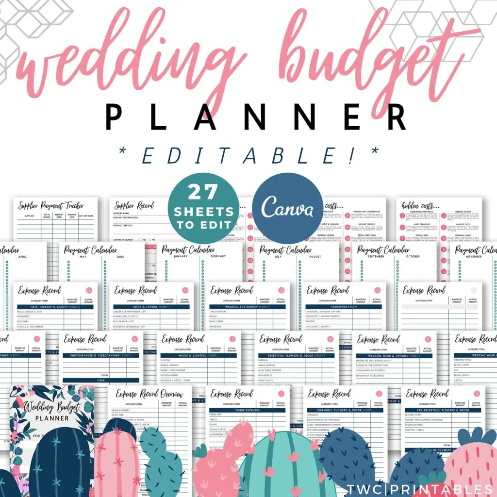 editable wedding budget templates for canva