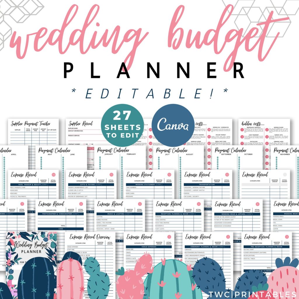 editable wedding budget templates for canva