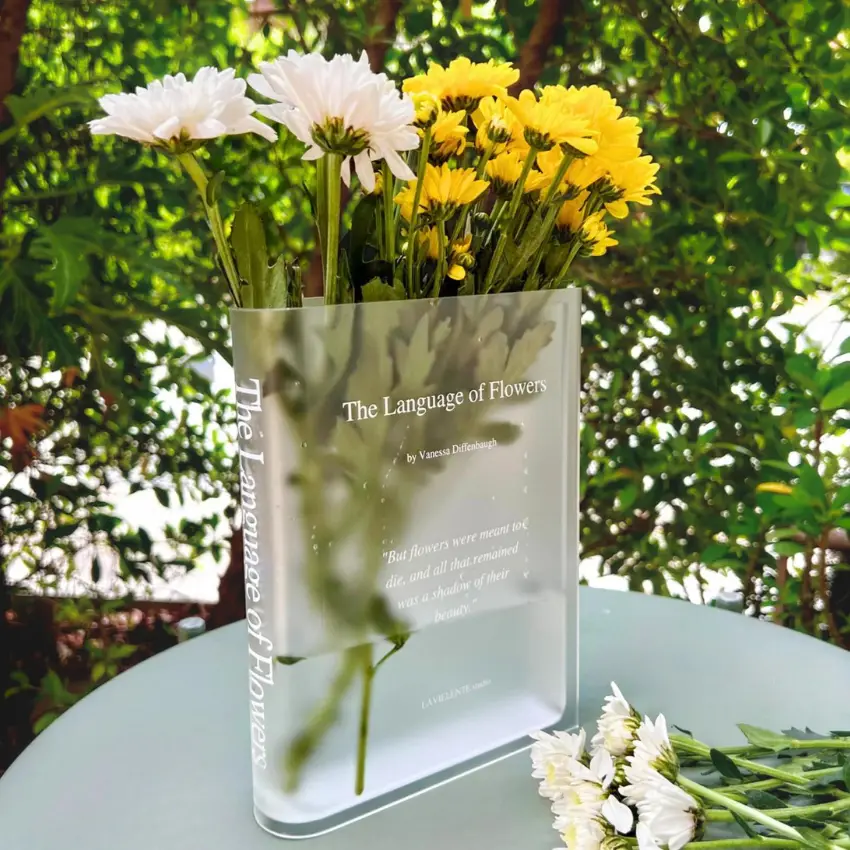 Acrylic Book Vase for Flowers by LaVieLenteStyle on Etsy - Acrylic Wedding Things to include on your Big Day - The Wedding Club