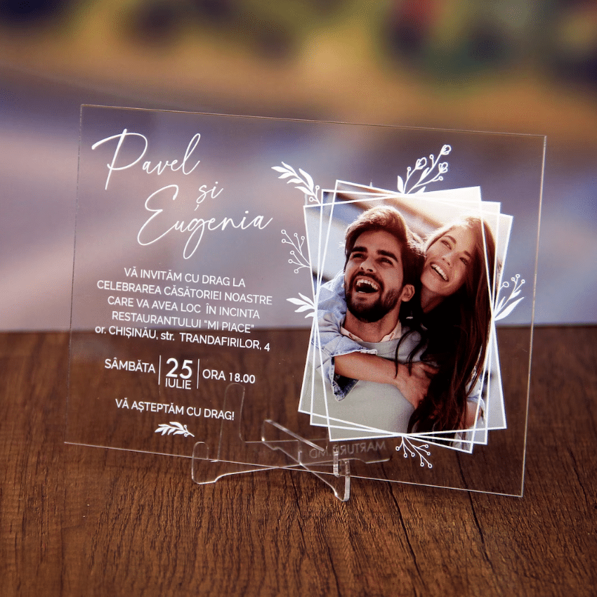 Clear Acrylic Wedding Invitations With Photo by HappyMomentsEver on Etsy - Acrylic Wedding Things to include on your Big Day - The Wedding Club