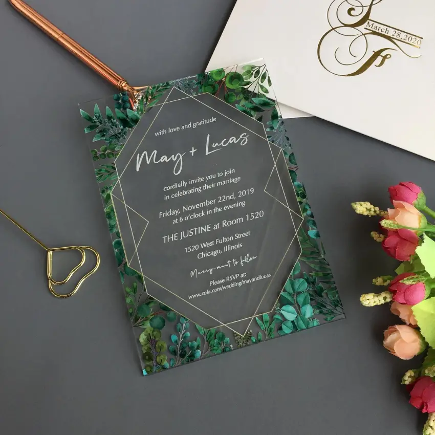 Custom Acrylic Wedding Invitation by JaneCustomGifts on Etsy - Acrylic Wedding Things to include on your Big Day - The Wedding Club