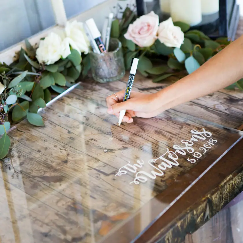 Guest Book Sign in Clear Acrylic by ZCreateDesign on Etsy - Acrylic Wedding Things to include on your Big Day - The Wedding Club