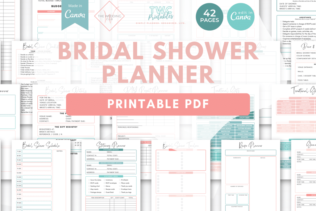 Printable Bridal Shower Planner | The Wedding Club X TWCprintables