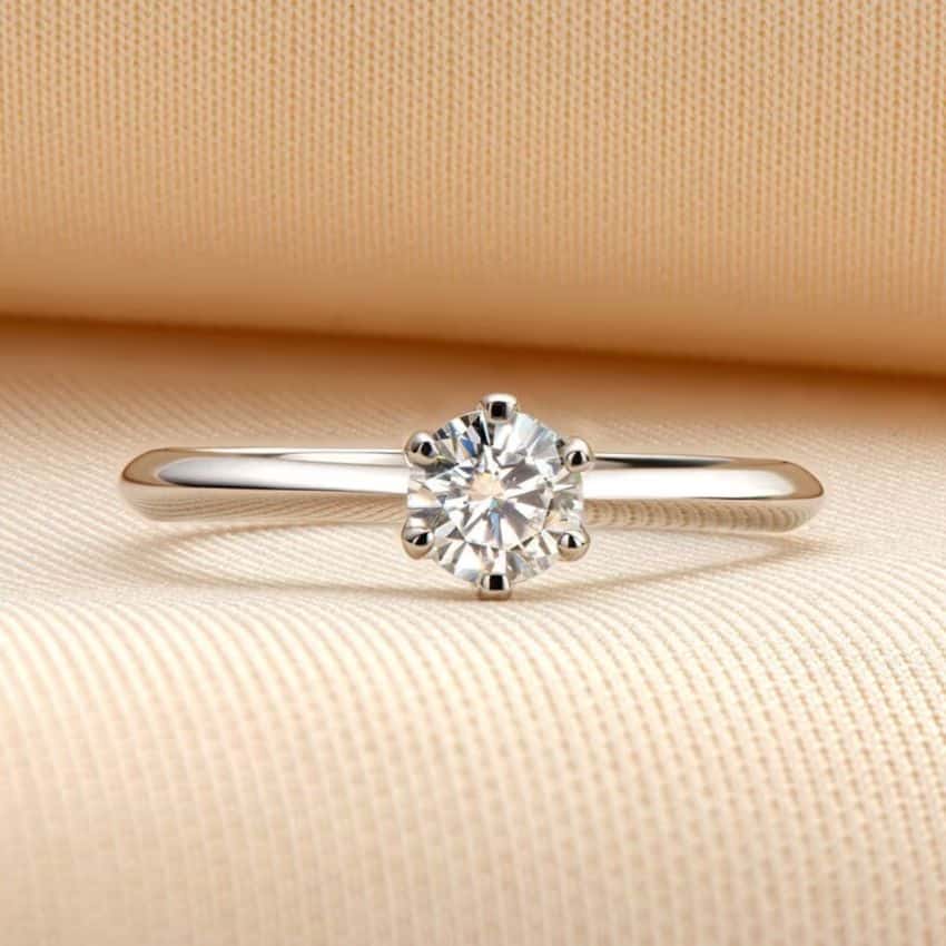 Moissanite Engagement Ring Brilliant Round Cut by Janefashions on Etsy - 23 Best Quality Moissanite Engagement Rings on Etsy - The Wedding Club