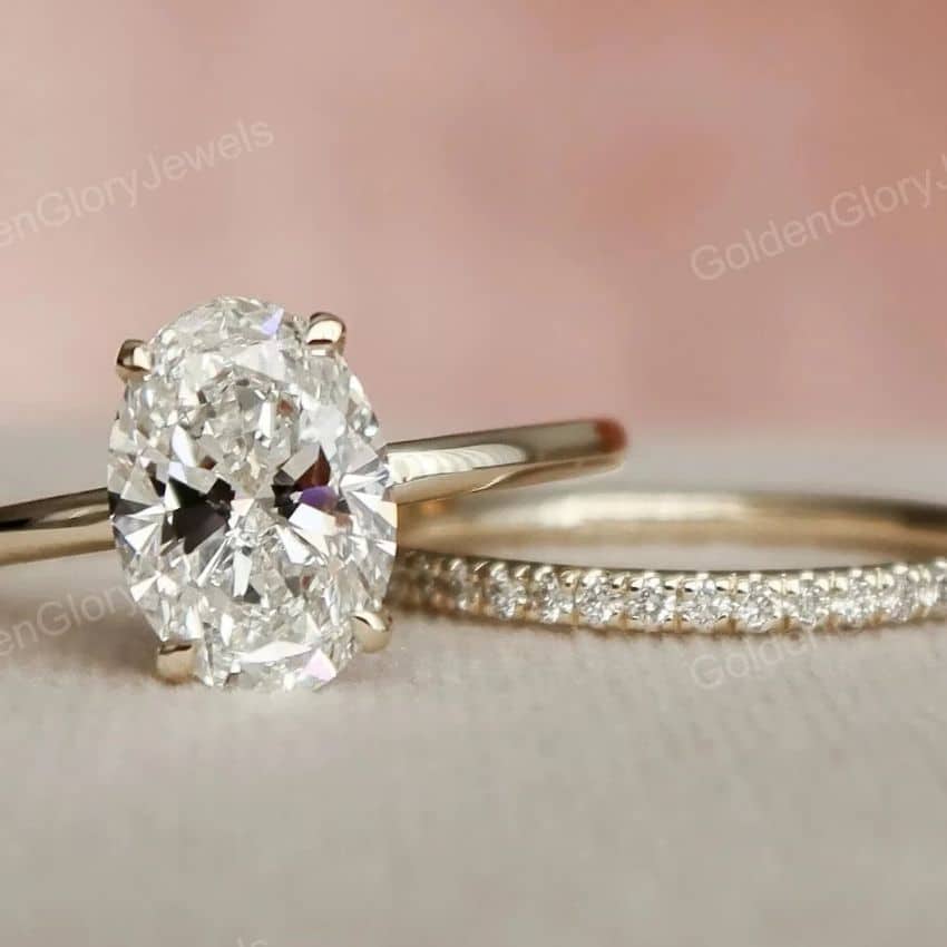 Moissanite Engagement Ring Set by GoldenGloryJewels on Etsy - 23 Best Quality Moissanite Engagement Rings on Etsy - The Wedding Club
