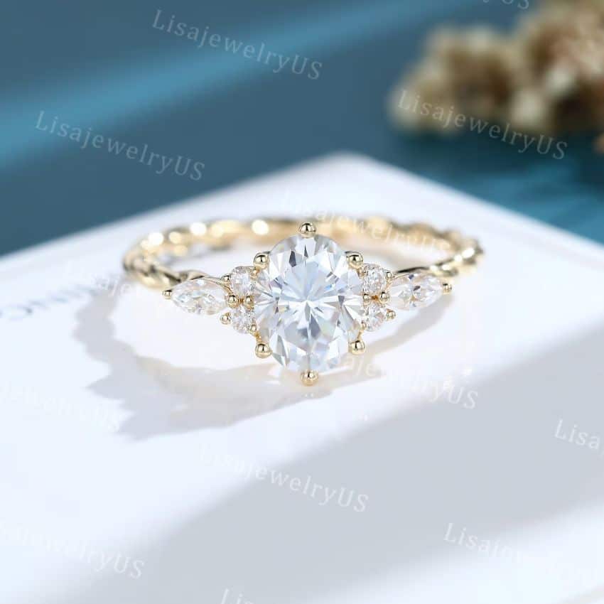 Oval Moissanite engagement ring by LisajewelryUS on Etsy - 23 Best Quality Moissanite Engagement Rings on Etsy - The Wedding Club