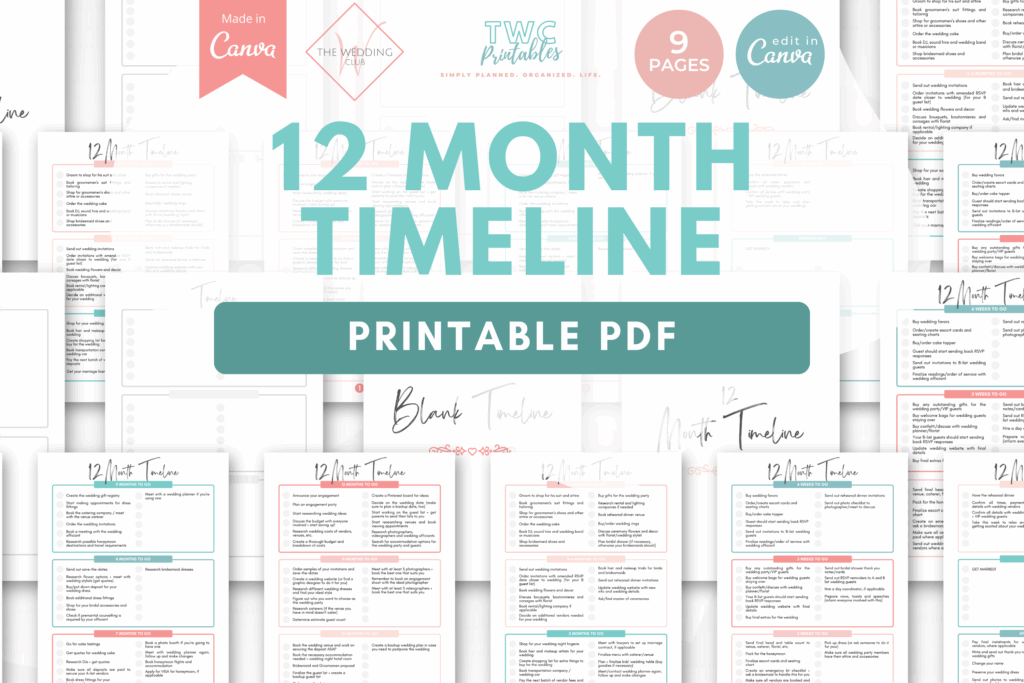 12 Month Timeline - The Wedding Club X TWCprintables