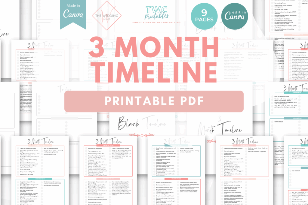 3 Month Timeline - The Wedding Club X TWCprintables