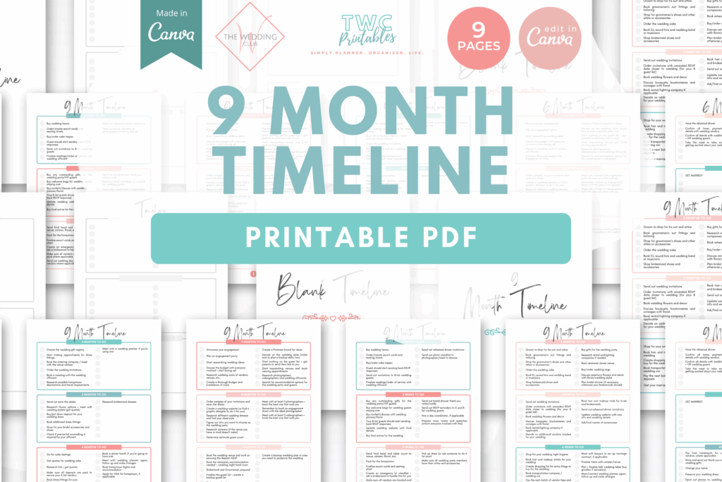 9 Month Timeline - The Wedding Club X TWCprintables