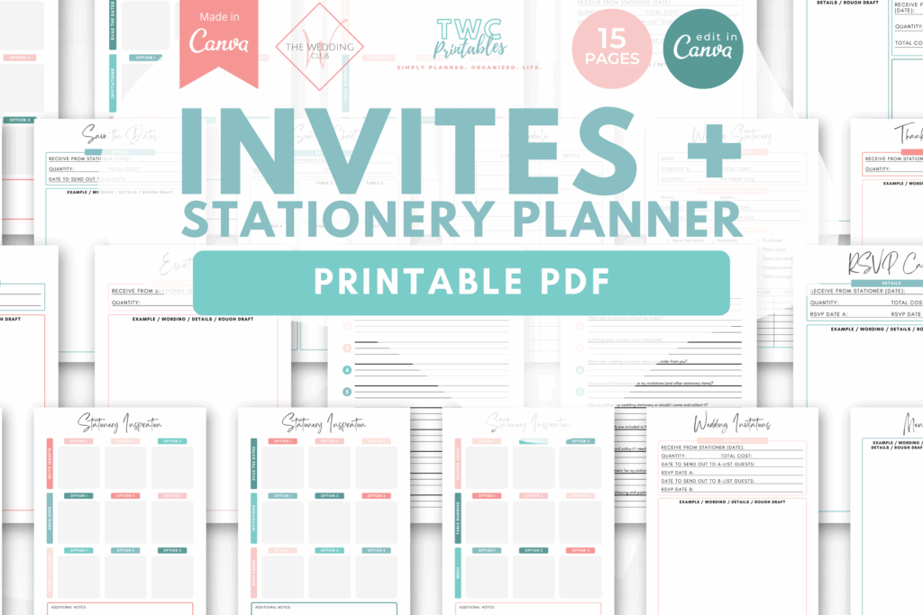 Invites + Stationery Planner - The Wedding Club X TWCprintables