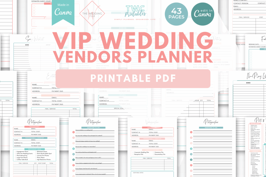 VIP Vendors Planner - The Wedding Club X TWCprintables