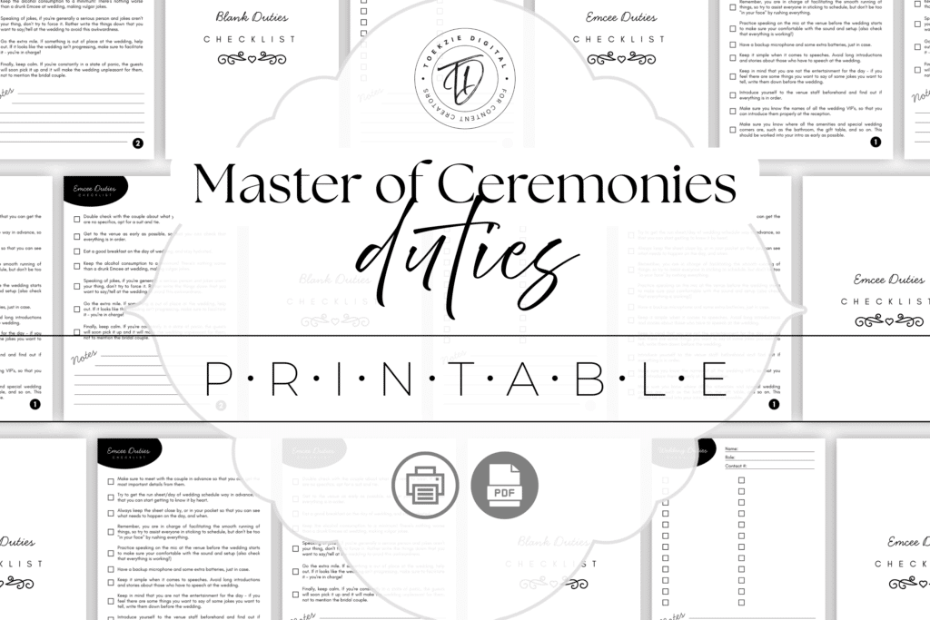 Printable Emcee Master of Ceremonies Duties Checklist